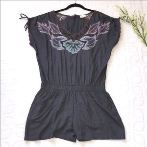 Sweet by Miss Me charcoal gray boho romper small